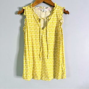 Boden Yellow Abstract Floral Top Size 2 US